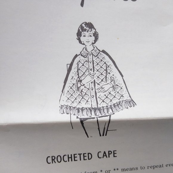 Vintage Patterns, MCM Mail Order Design 4730 Crocheted Cape - Picture 2 of 2
